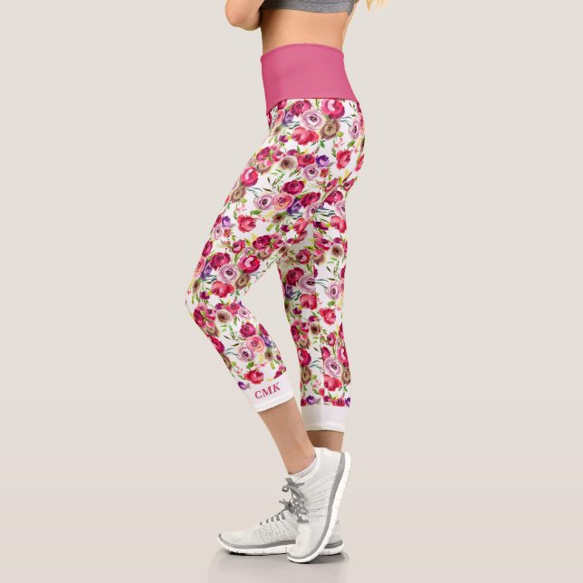 Leggings Capri Rosa bonito Floral Rosa Moda Giral Monograma (Izquierda)