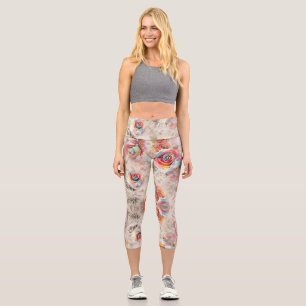 Leggings Capri Rosa colorido y estampado floral