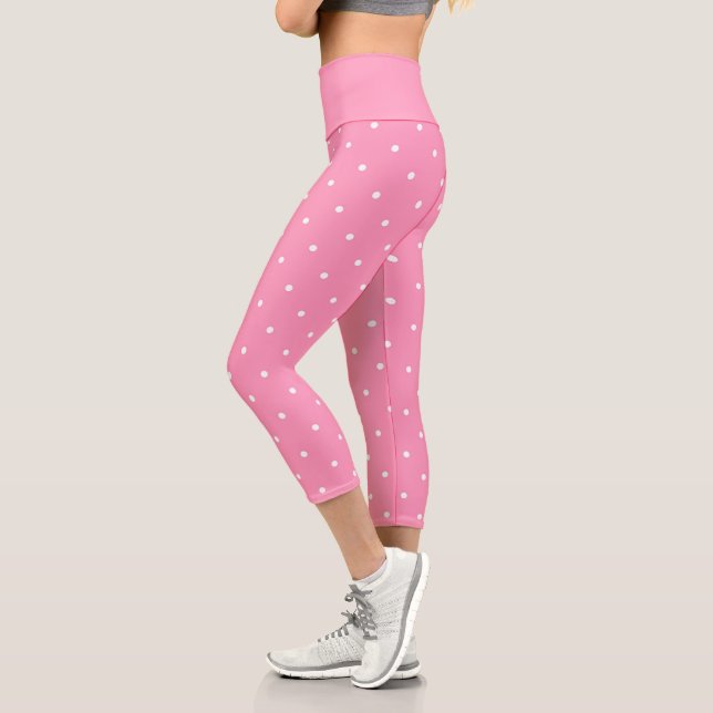 Leggings Capri rosa con puntos blancos (Izquierda)