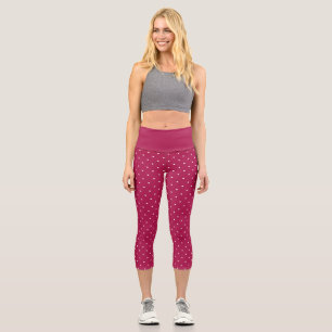 Leggings Capri Rosa de frambuesa y puntos blancos