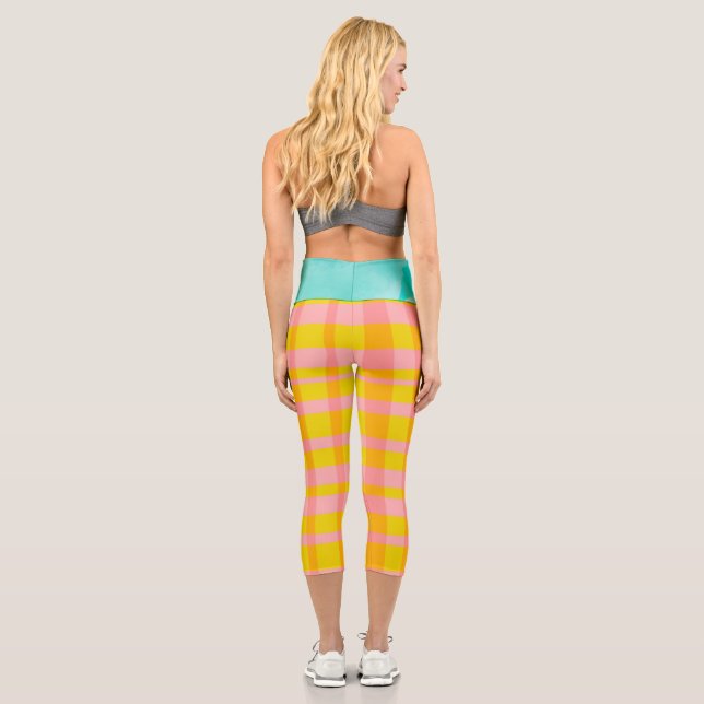 Leggings Capri Rosa de Gingham (Reverso)