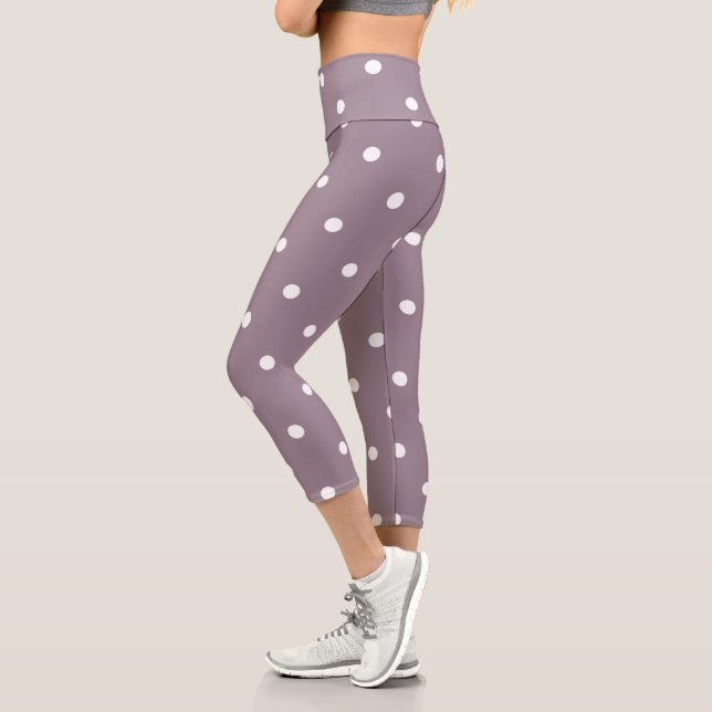 Leggings Capri Rosa de vino y puntos blancos (Izquierda)