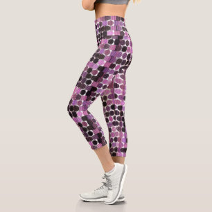Leggings Capri Rosa geométrico, malva y rosa negro