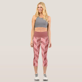 Leggings Capri Rosa Girly Purpurina de oro Pink Herringbone Chevr