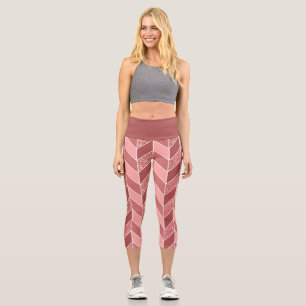 Leggings Capri Rosa Girly Purpurina de oro Pink Herringbone Chevr