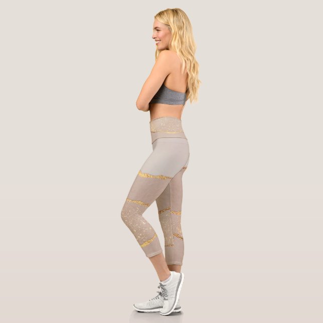 Leggings Capri Rosa Gold Purpurina de lujo (Izquierda)