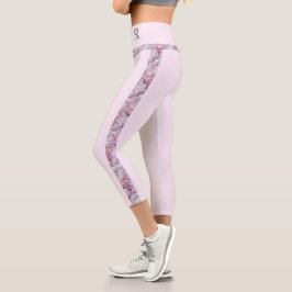 Leggings Capri Rosa Moderno Elegante Elegante Nombre Personalizad
