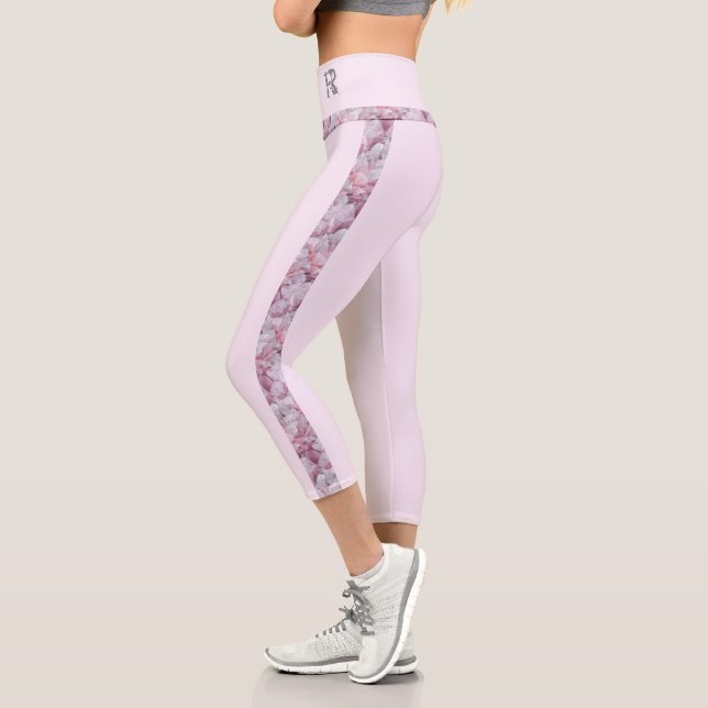 Leggings Capri Rosa Moderno Elegante Elegante Nombre Personalizad (Izquierda)