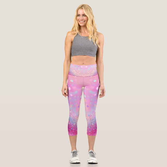 Leggings Capri Rosa pálido con efecto Purpurina (Anverso)