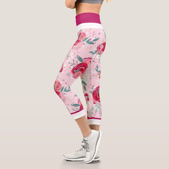 Leggings Capri Rosa Purpurina rosa y rosa claro caliente (Izquierda)