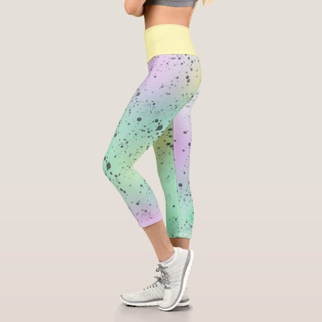 Leggings Capri Rosa rosa pálido pálido pastelero Abstracto de pun (Izquierda)