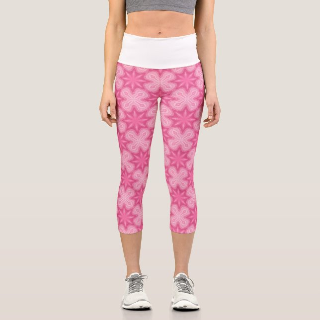 Leggings Capri Rosa Y Blanco (Anverso)