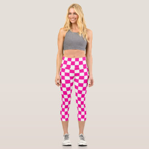 Leggings Capri Rosa y blanco de neón bajo control