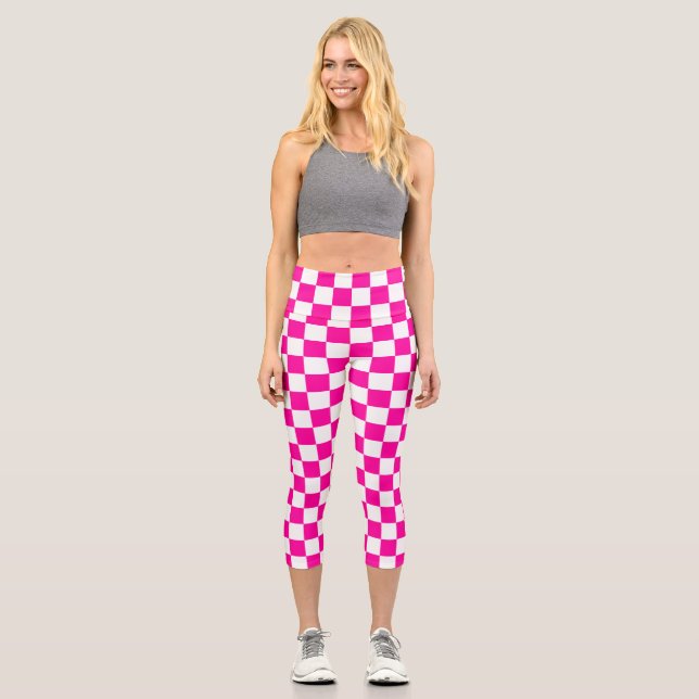 Leggings Capri Rosa y blanco de neón bajo control (Anverso)
