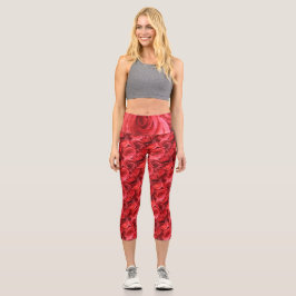 Leggings Capri Rosas Capris De Alto Despido