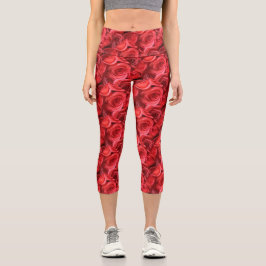 Leggings Capri Rosas Capris De Alto Despido