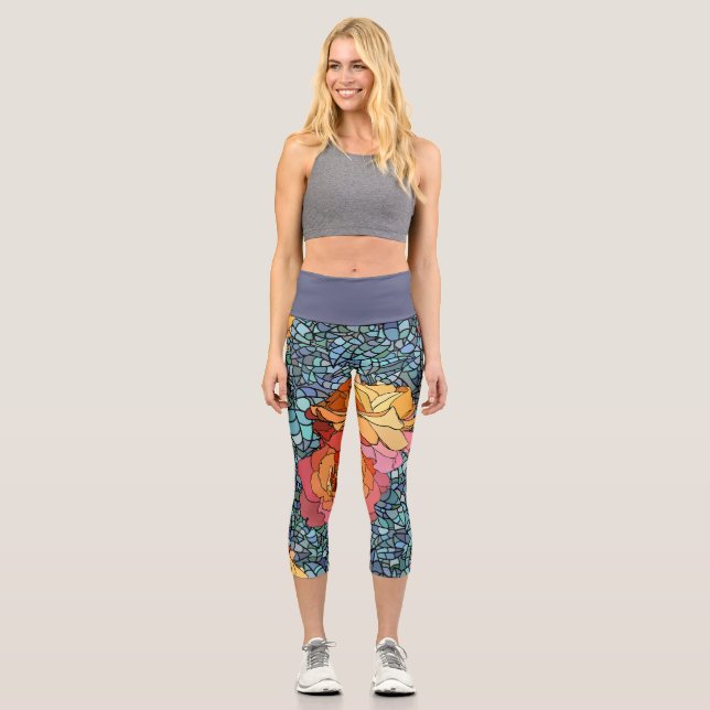 Leggings Capri Rosas en mosaico (Anverso)