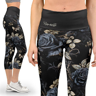 Leggings Capri Rosas góticos florales vintage yoga