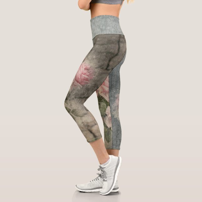 Leggings Capri ROSAS GRUNGY - Flores de época (Izquierda)