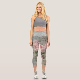 Leggings Capri ROSAS GRUNGY - Flores de época