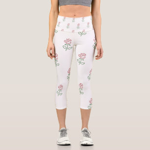 Leggings Capri Rosas rojas, patrón de rosas, flores