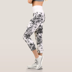 Leggings Capri Rosas románticos de la vieja época - Gris sobre 