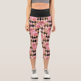 Leggings Capri Rosas rosas y Harlequin