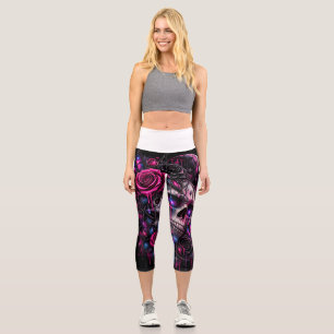 Leggings Capri rosas y calavera- ARH