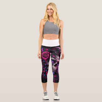 Leggings Capri rosas y calavera- ARH