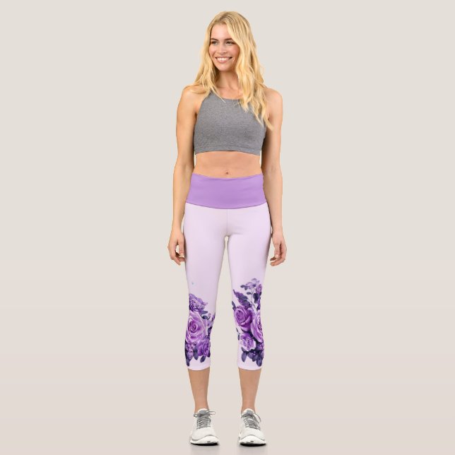 Leggings Capri Rosas y flores Capris de alto deseo (Anverso)