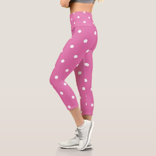 Leggings Capri Rosy Pink con puntos blancos