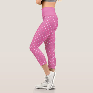 Leggings Capri Rosy Pink con puntos blancos