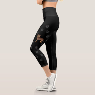 Leggings Capri Rottweiler Rojo Y Marrón Perro De Dibujos Animados