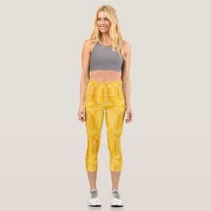 Leggings Capri Rótulo de diamante amarillo para las piernas capri