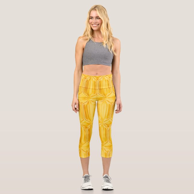 Leggings Capri Rótulo de diamante amarillo para las piernas capri (Anverso)
