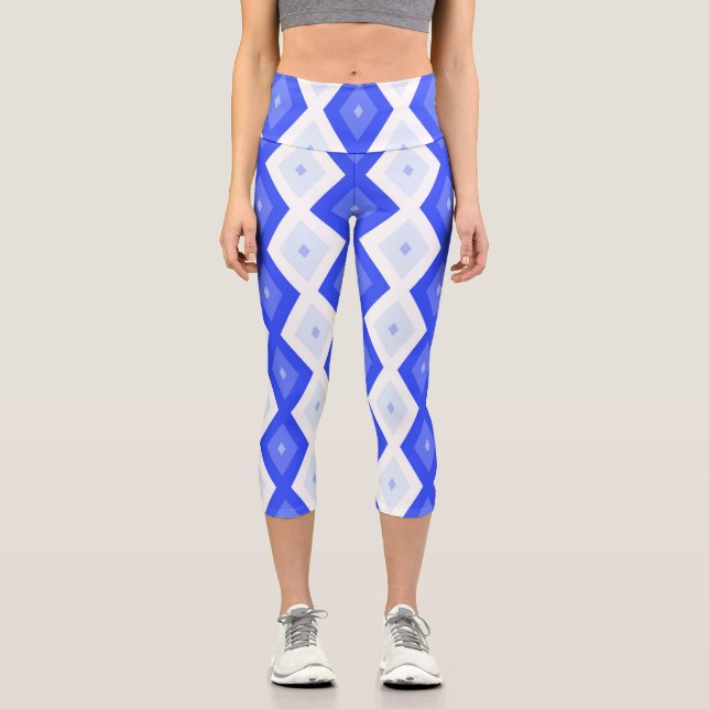Leggings Capri Royal blue diamond pattern (Anverso)