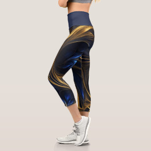 Leggings Capri Royal Blue Gold Resumen Swirl