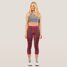 Leggings Capri Royal Stewart Tartan Red Plaid