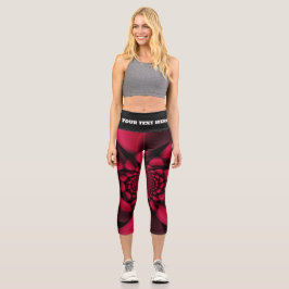 Leggings Capri Ruby Red Black Petal