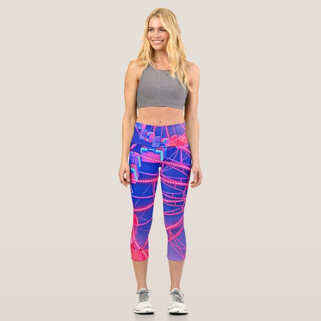 Leggings Capri Rueda de la fortuna azul y roja (Anverso)