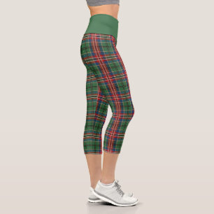 Leggings Capri Rustic Tartán Plaid Red Green Check Mom