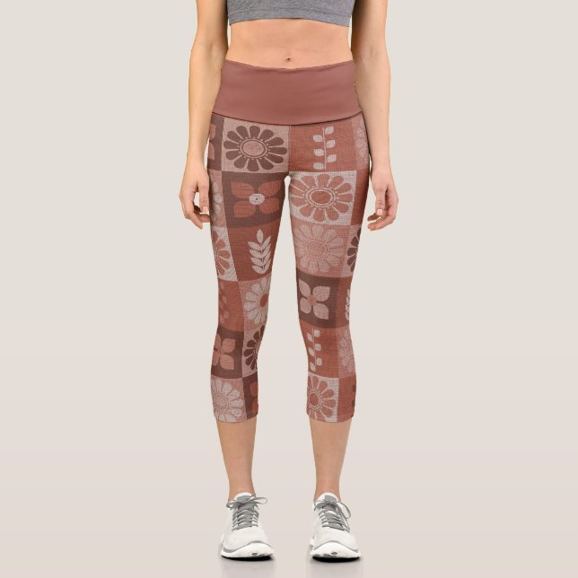 Leggings Capri Rústico Naranja Brown Burlap Linen (Anverso)