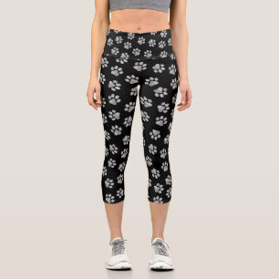 Leggings Capri Rutas de perro, garras de perro, garras blancas
