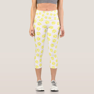 Leggings Capri Rutas de perro, garras de perro, patas amarillas