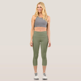 Leggings Capri Sage Green Color sólido