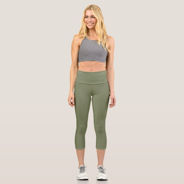 Leggings Capri Sage Green Color sólido (Anverso)