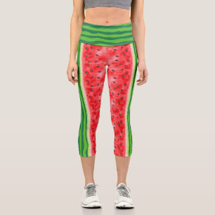 Leggings Capri Salto de sandía verano fruta brillante
