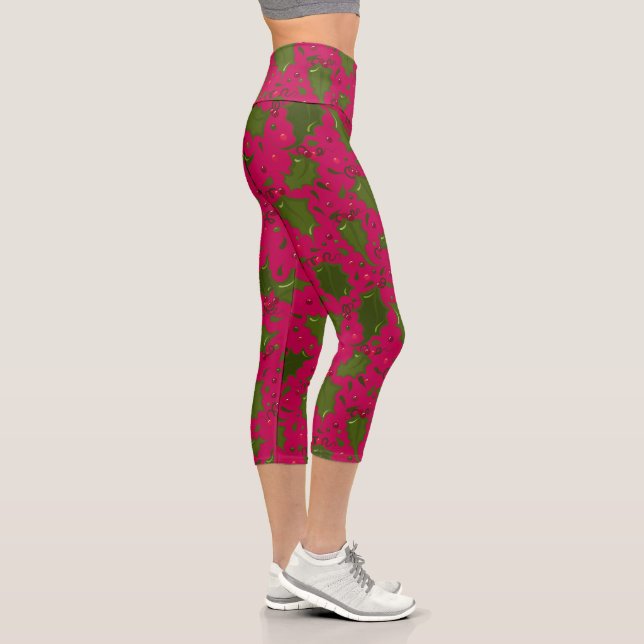 Leggings Capri Saltos verdes en fiesta rosada (Derecha)