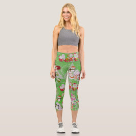 Leggings Capri Santa Magical Green New Year