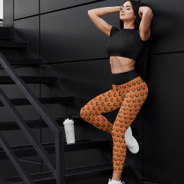 Leggings Capri Scary Jack O Lantern Naranja Halloween